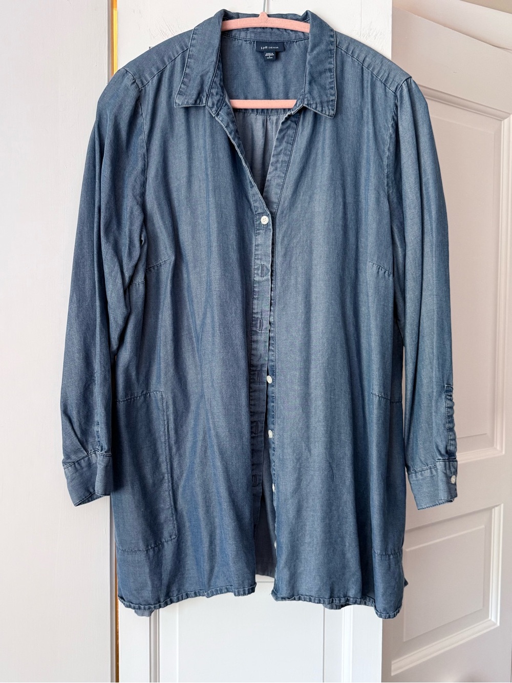 J. Jill Denim 100% Tencel Chambray Tunic Button Up Shirt Large Petite